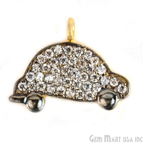 美品★ゆらきらトパーズチャーム Cubic Zircon Pave 'leo' Charm in Gold Vermeil 14x12mm, Leo