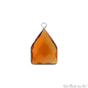 Citrine, Bezel Pentagon Shape Connector, 13x18 mm Pentagon Silver Plated, Single Bail GemMartUSA (HC-10231)