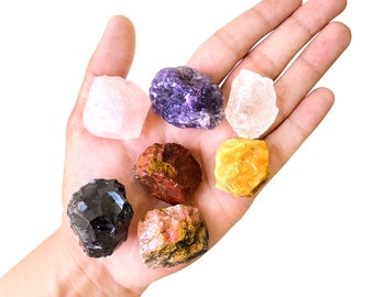 7pc Lot Healing Raw Crystals Set Mixed Rough Gemstones Madagascar Minerals (MX-14002)