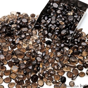 Topacio ahumado al por mayor, gemas semipreciosas 100 % naturales, gemas sueltas facetadas marrones, 6-8 mm, mixtas, 50 quilates, GemMartUSA, ST-60100