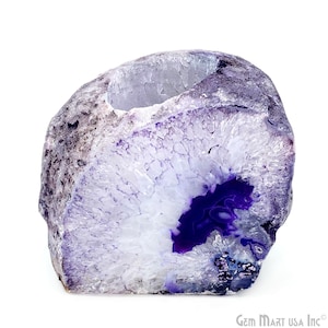 Purple Agate Crystal Votive Candle Holder, Crystal Cluster Tealight Holder by GemmartUSA (CDPP-10011)