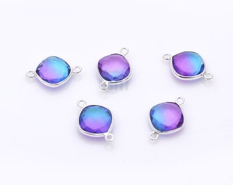 Blue Quartz, Purple Gemstone, Aura Quartz, Aqua Aura Quartz, Doublet Quartz,  10mm Cushion Shape, GemMartUSA (EP-10165)
