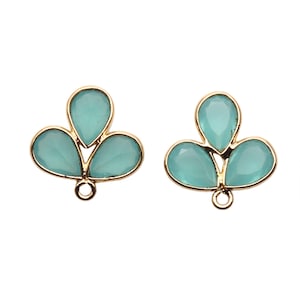 DIY, Aqua Chalcedony Component, Flower Shape Chandelier Finding, Gold Filigree Finding, Earrings Making, Gold Bail, GemMartUSA (GPAD-13087)