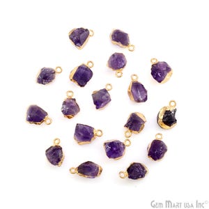 Amethyst Free Form Charm, Gold Electroplated, Faceted Gemstone Pendant, Small Crystal for DIY Jewelry, Etsy Craft, GPAM-50849