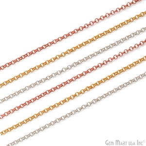 Double Cable Chain, 2mm Link Chain Necklace, Finding Chain, Gold/ Silver/ Rose Gold Plated Chain for Jewelry Making, GemMartUSA, 30070