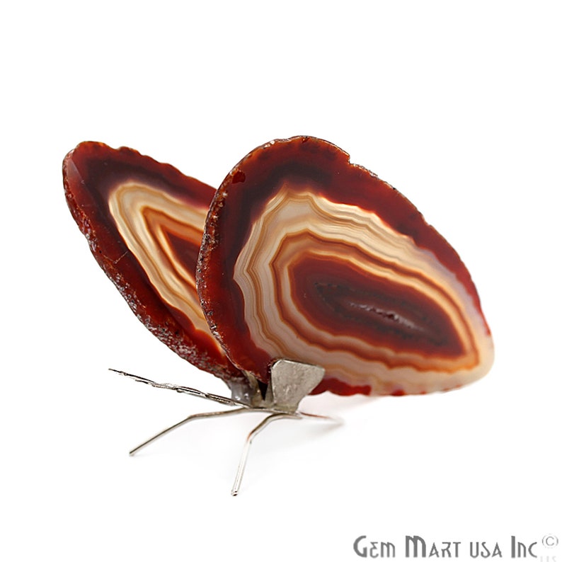 Agate Slice Butterfly, Home Decor, Boho Decor, Agate Slice, Butterfly Wings, Agate Geode, Gemstone Butterfly, GemMartUSA BFLY 4. Red Agate