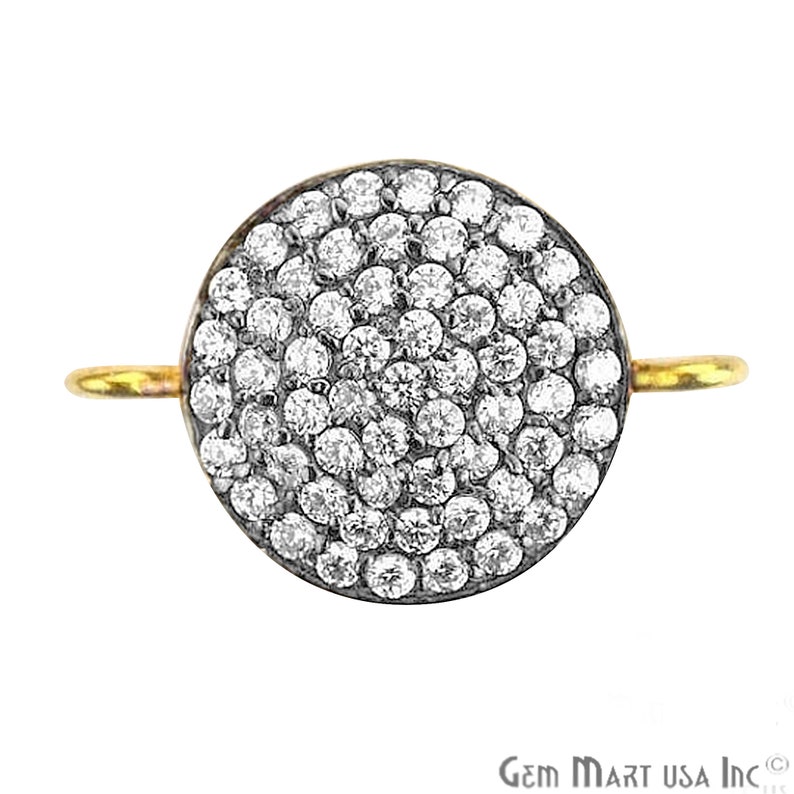 CHWS-40060 Cubic Zircon Pave /'Round/' Charm in Gold Vermeil 11mmx17mm size GemMartUSA