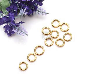 10 Pc Gold Plated Open Jump Rings, Snap Close Rings for Jewelry Making, Gauge Locking Jump Rings, DIY Jewelry Findings Supplies, GPJR-18011