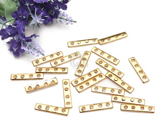 5pc Lot Gold Spacers Bar, 4 Hole Bar, Gold Plated Multi Strand Connector, Space Bar Separator Jewelry Making Supply GemMartUSA (GP-50016)