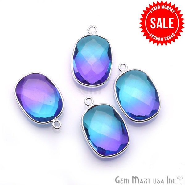 Sky Blue Quartz, Purple Gemstone, Aqua Aura Quartz, Doublet Quartz, 12x16mm Octagon Shape, GemMartUSA (EP-10110)