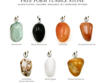 Tumble Gemstone Pendant, 25x15mm Free Form Tumble Gemstone pendant, Silver Bail Necklace Pendant, GemMartUSA, 50734