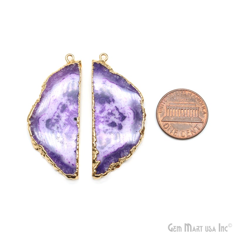 Agate Slice Earring Supplies, 47X20mm, DIY Geode Earring, Gold Electroplated, Boho Gemstone Earring, Earring Making Connector DPER-93060 image 4