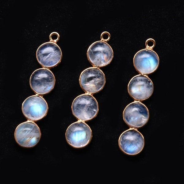 DIY Rainbow Moonstone Component, 35x8mm Line Shape Chandelier Finding, Filigree Finding, October Birthstone, GemMartUSA (GPRM-13048)