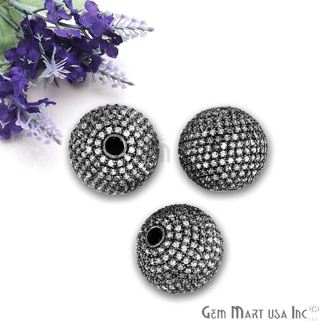 Cubic Zirconia Pave 'ball' Charm in Sterling Silver Cubic Zirconia Pave 'ball' Charm in Sterling Silver