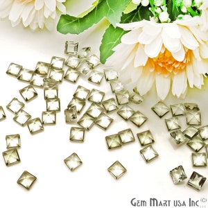 Green Amethyst Square Gemstone, 7mm, 10+ Carats, 100% Natural Faceted Loose Gems, Wholesale Gemstones, GemMartUSA (GA-60097)