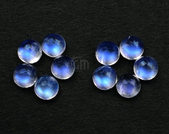 Rainbow Moonstone Round Cabochon, 6mm, 5pc, 100% Natural Cabochon Loose Gems, Wholesale Gemstones, GemMartUSA (RM-60027)