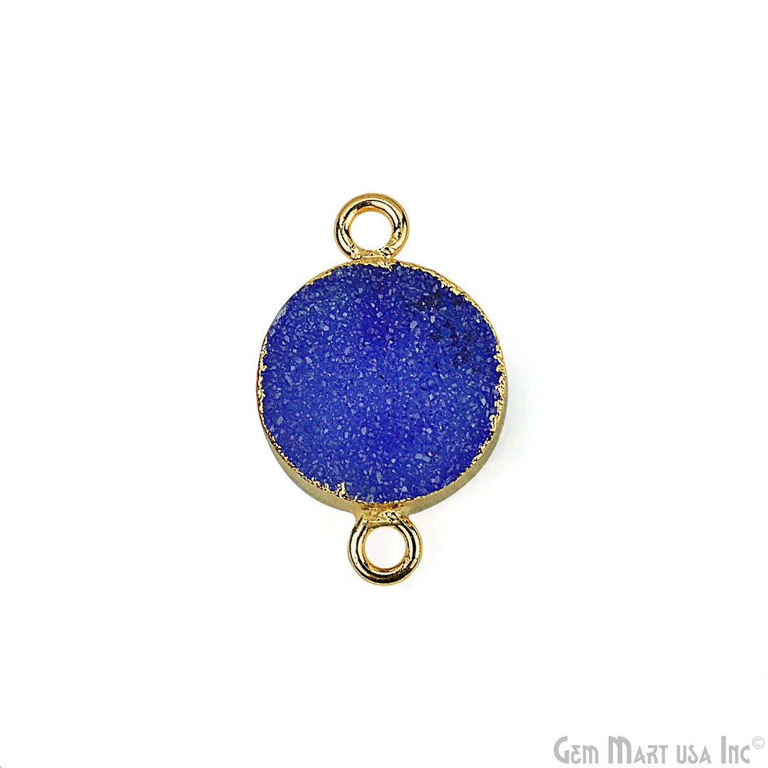 ❤︎専用ページ❤︎ 22k Gold Electroplated Purple Druzy Connector, 12mm Round Shape