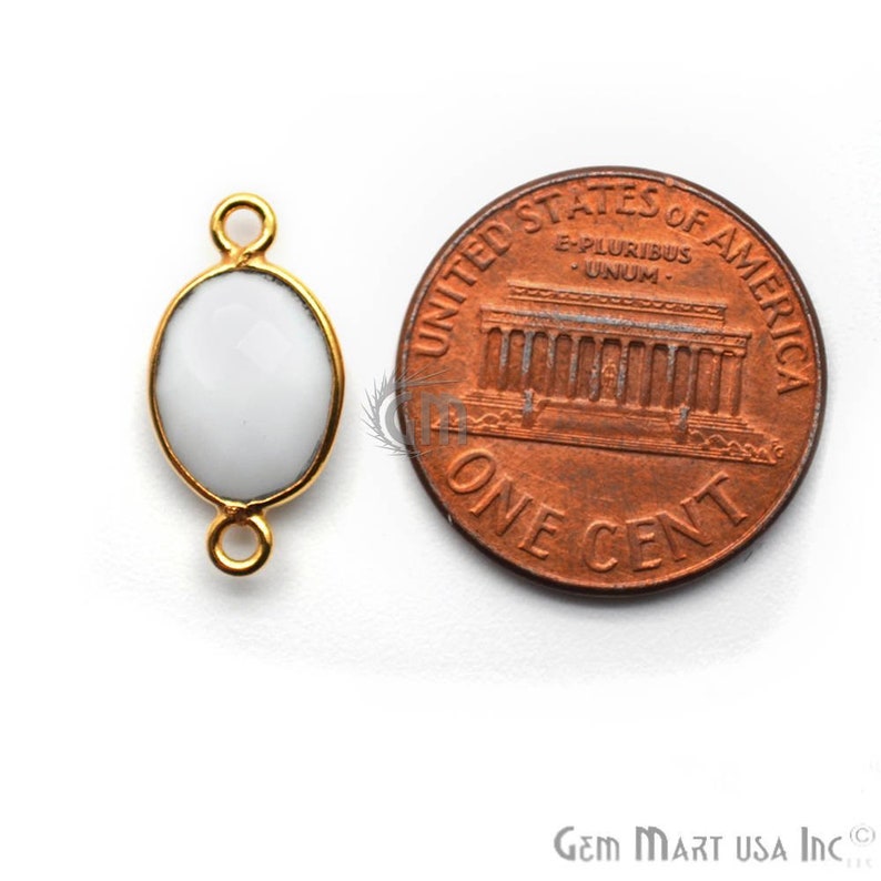 White Agate Connectors GemMArtUSA Jewelry Making Supply Gold Bail Connectors 8x10mm Oval Connectors WA-11542