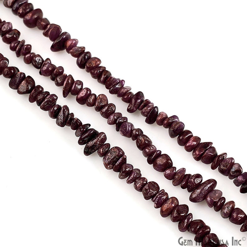 Ruby Chip Beads, 34 Inch, Natural Chip Strands, Drilled Strung Nugget Beads, 3-7mm, Polished, GemMartUSA CHRB-70001 image 4