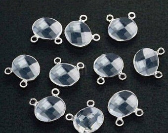 Crystal, Bezel Oval Shape Connector, 9x11mm Oval Silver Plated, Double Bail 1pc GemMartUSA (CL-10051)