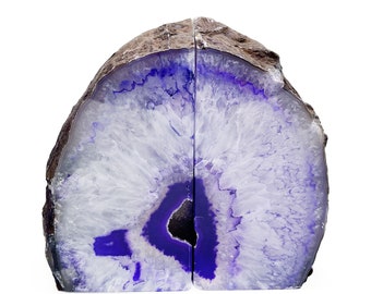 Large Geode Bookend. Purple Agate Bookend Pair. (4.31lbs, 5-6inch). Mineral Rock Formation, Healing Energy Crystal, Home Decor. *Ships Free*