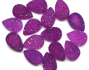 Purple Druzy Cabochon, 8x12mm Pears Druzy Cabochon, Druzy Cabochon, Jewelry Making Supplies, GemMartUSA (PCZ-80022)