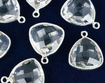 Crystal Trillion Shape Bezel Connector, Silver Plated Connector, Single Bail, Bezel Setting, Jewelry Supply, GemMartUSA (CL-10130)