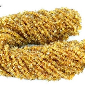 Dark Citrine Chip Beads, 34 Inch, Natural Chip Strands, Drilled Strung Nugget Beads, 3-7mm, Polished, GemMartUSA (CHCI-70002)