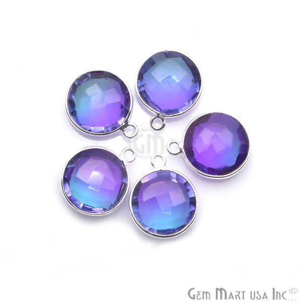 Sky Blue Quartz, Purple Gemstone, Aqua Aura Quartz, Doublet Quartz, 12mm Round Shape, GemMartUSA (EP-10123)