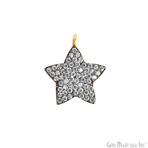 Cubic Zirconia Pave Star Charm, Star Charm, Gold Vermeil, Gold Vermil Charm, Charms for Bracelets, Bracelet Charm (CHWS-40076)