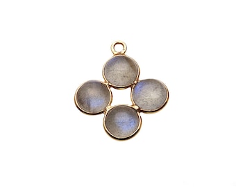 DIY, Labradorite Component, Chandelier Finding, Gold Filigree Finding, Earrings Making, Gold Bail, 22x16mm, GemMartUSA, 1pc (GPLB-13051)