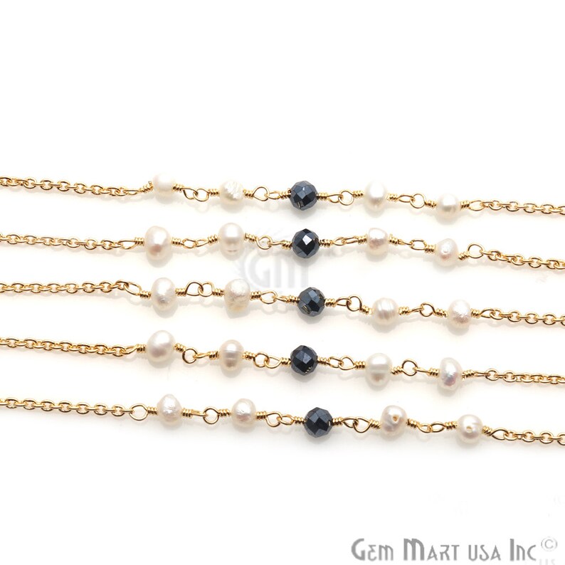 Rosary Chain Pearl Rosary Pyrite Rosary Chain Beaded Chain Etsy