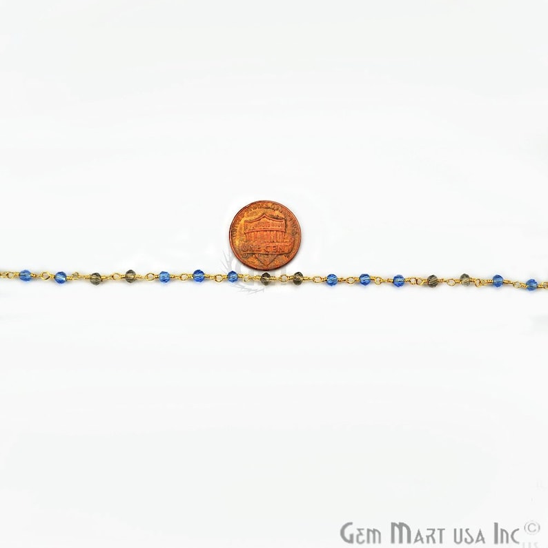 GPEI-30050 Tanzanite /& Iolite Zircon Faceted Beads Rosary 2.5-3mm 24k Gold Plated Wire Wrapped Rosary Chain GemMartUSA