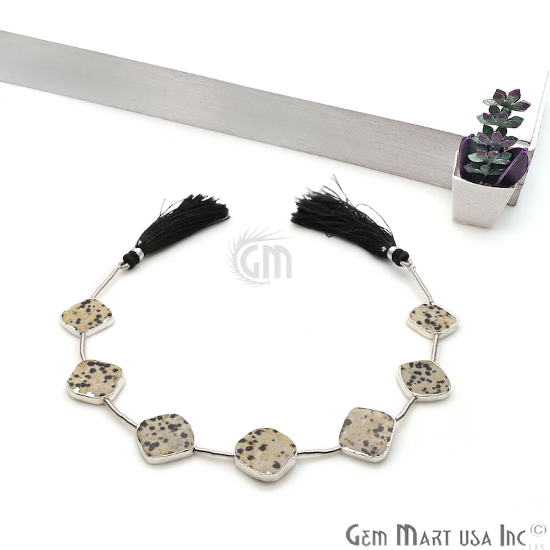 Texture Bead Silver Electroplated Dalmatian jasper Beads Free Form Beads Jewelry Making Beads Boho Bead 9INCH DRDJ-70043