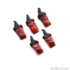 Merlin Elfin Red Jasper Crystal Pendant, Handmade Clay Artware, Crystal Figurine, Crystal Healing Gift, 40x15mm, RJ-14313