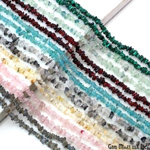 Natural Chip Beads, 34 Inch, Genuine Chip Strands, Drilled Strung Nugget Beads, 3-7mm, Polished, GemMartUSA (70001)