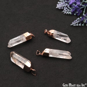 Crystal Pencil Point Pendant, Rough Gemstone, Rose Gold Plated, DIY Pendant, Boho Necklace Pendant, Fashion Pendant, 41X15MM (RPCL-14046)