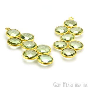 Green Amethyst Gemstone Bezel Component, Gold Plated Connector, Bezel Setting, 24k Gold Plated, Boho Jewelry Supply, (GPGA-13011)