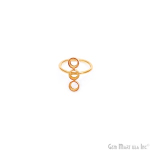 3-Stone Round Bezel Cup Blank Ring, Gold Bezel Setting Open Ring, Blank Stone Slot Ring, DIY Jewelry Supply, 5mm, GemMartUSA, RP6-12065