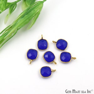 Blue Chalcedony Connector, 8mm Cushion Connector, Gold Bail Connector, Jewelry Making Supply, GemMartUSA BC-10740