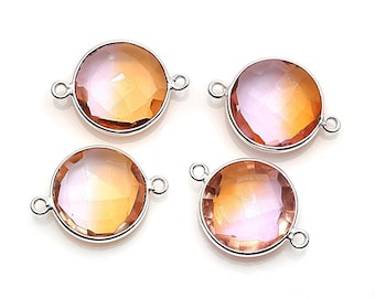 Citrine Quartz, Morganite Quartz Gemstone, Aura Quartz, Doublet Quartz,  Tangerine Aura, Double Bail, Round 14mm, GemMartUSA (IM-10190)