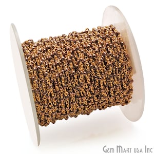 Pyrit Kette braun, Rosenkranz Kette, facettierte Perlen Kette, kleine Perlen Kette, Gold Edelstein Kette, vergoldete Kette, 2-2.5 mm (GPWhe-30000)