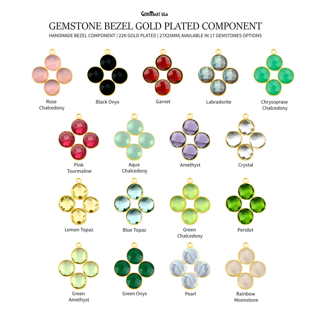 Bazel Component Gemstone Bezel Component 24k Gold Plated, 25x27mm, Gemmartusa (13005 ...