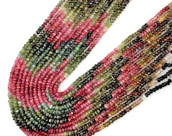 Multi Tourmaline Gemstone Beads Rondelle, 3mm Faceted Gemstone Beads, Curtain Beads, Gemstone Rondelle Beads, GemMartUSA, RLMT-70042