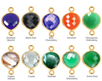 Ciondolo a forma di cuore con castone dorato, 16 mm, placcato oro 24 carati, ciondolo a doppio anello, ciondolo a doppio gancio, creazione di gioielli di GemMartUSA, 10139