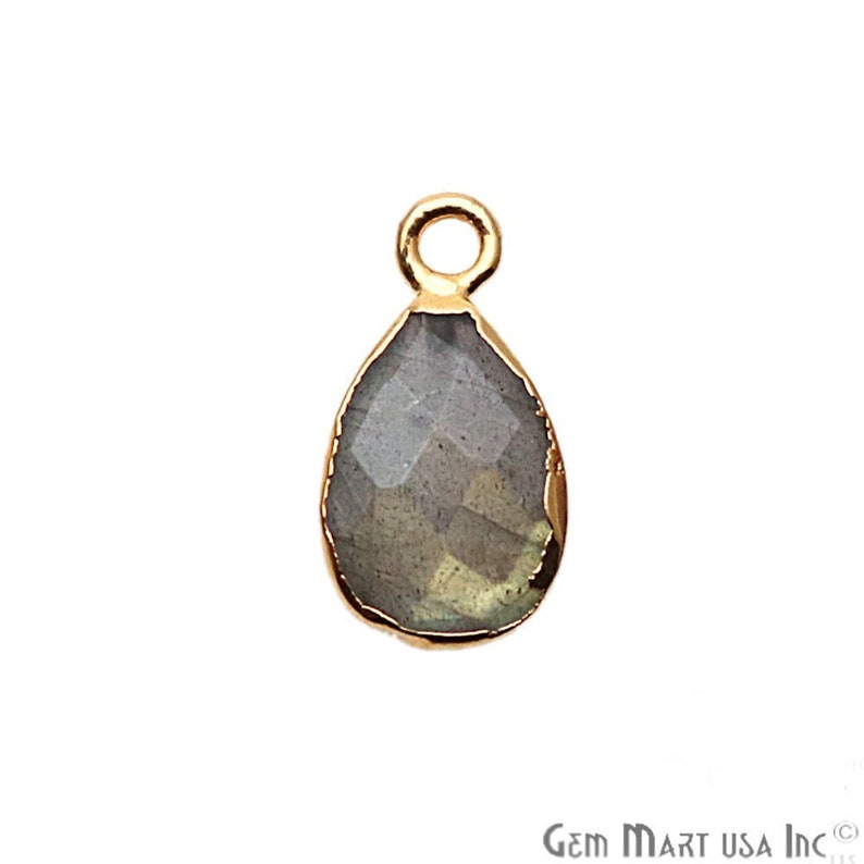 Single Bail Connector 8x12mm Pears Connector GemMartUSA LEB-10088 Labradorite Connector Gemstone Gold Connector Jewelry Making Supply