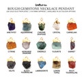 Rough Gemstone Necklace Pendant, Raw Free From Gold Electroplated Gemstone, Birthstone Gemstone Jewelry, GemMartUSA, 50470