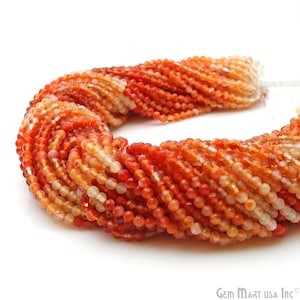 Carnelian Gemstone Shaded Beads Rondelle, 3mm Carnelian Faceted Gemstone Round Beads, Gemstone Rondelle Beads, GemMartUSA, RLCN-70043