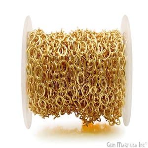 Gold Plated Flat Cable Link Chain - Bulk Jewelry Chain for Necklaces, Bracelets & Earrings, Jewelry Findings, Wholesale Supplies, GP-30080