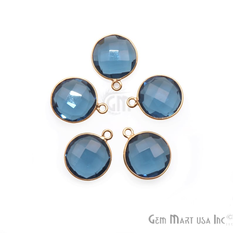 Iolite Iolite Connector Round 12mm Gemstone Bezel Connector IO-10090 Connector Charm GemMartUSA Earring Connector Gold Bail